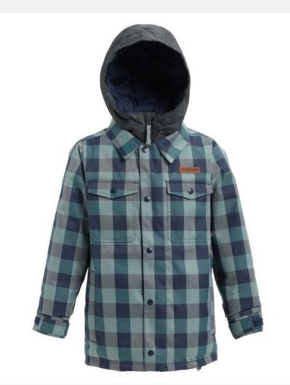 Burton Boys Uproar Plaid Snowboard Ski Jacket Blue Gray Size M 10/12